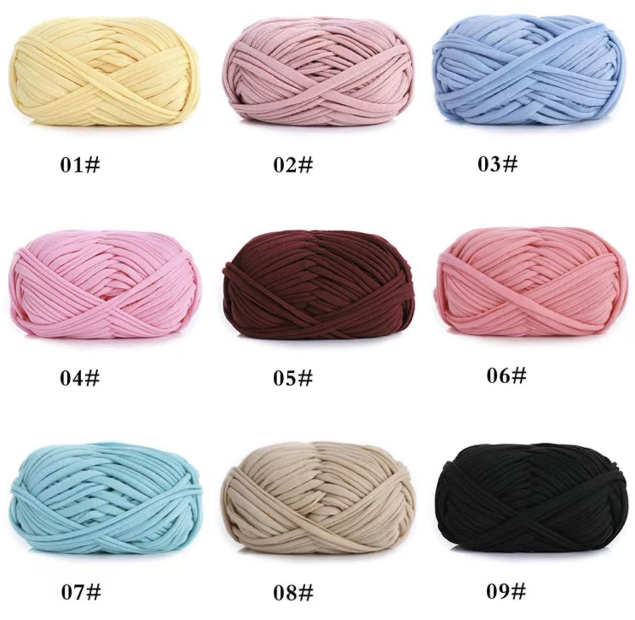 T-shirt yarn, yarn balls, DIY handmade crochet slippers and bags, crochet yarn