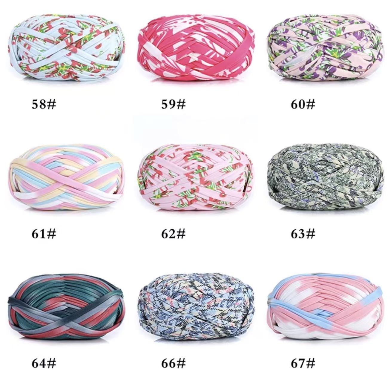 T-shirt yarn, yarn balls, DIY handmade crochet slippers and bags, crochet yarn