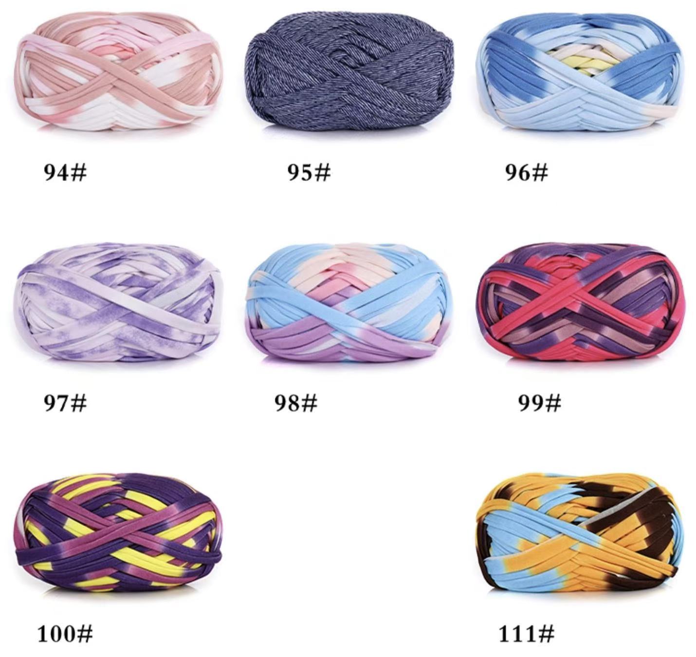 T-shirt yarn, yarn balls, DIY handmade crochet slippers and bags, crochet yarn