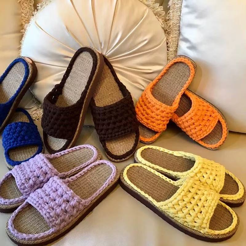Crochet Slipper Soles – Breathable Linen Insoles with Non-Slip Rubber Base | Durable DIY Soles for Handmade Slippers & Shoes
