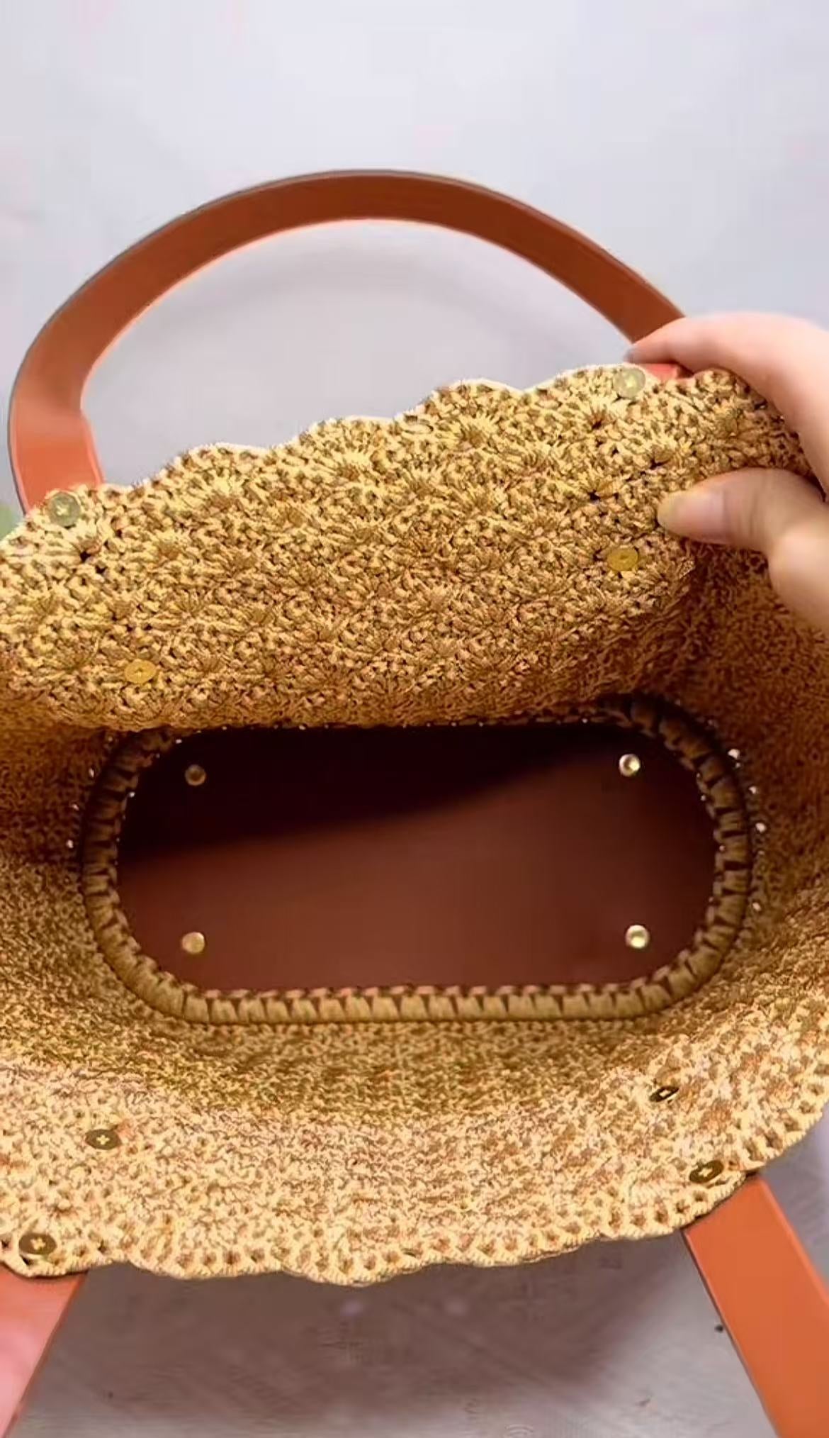 Handmade crocheted shell pattern tote bag, DIY kit, Crochet kit,DIY Purse Hand-Knitting Material Kit