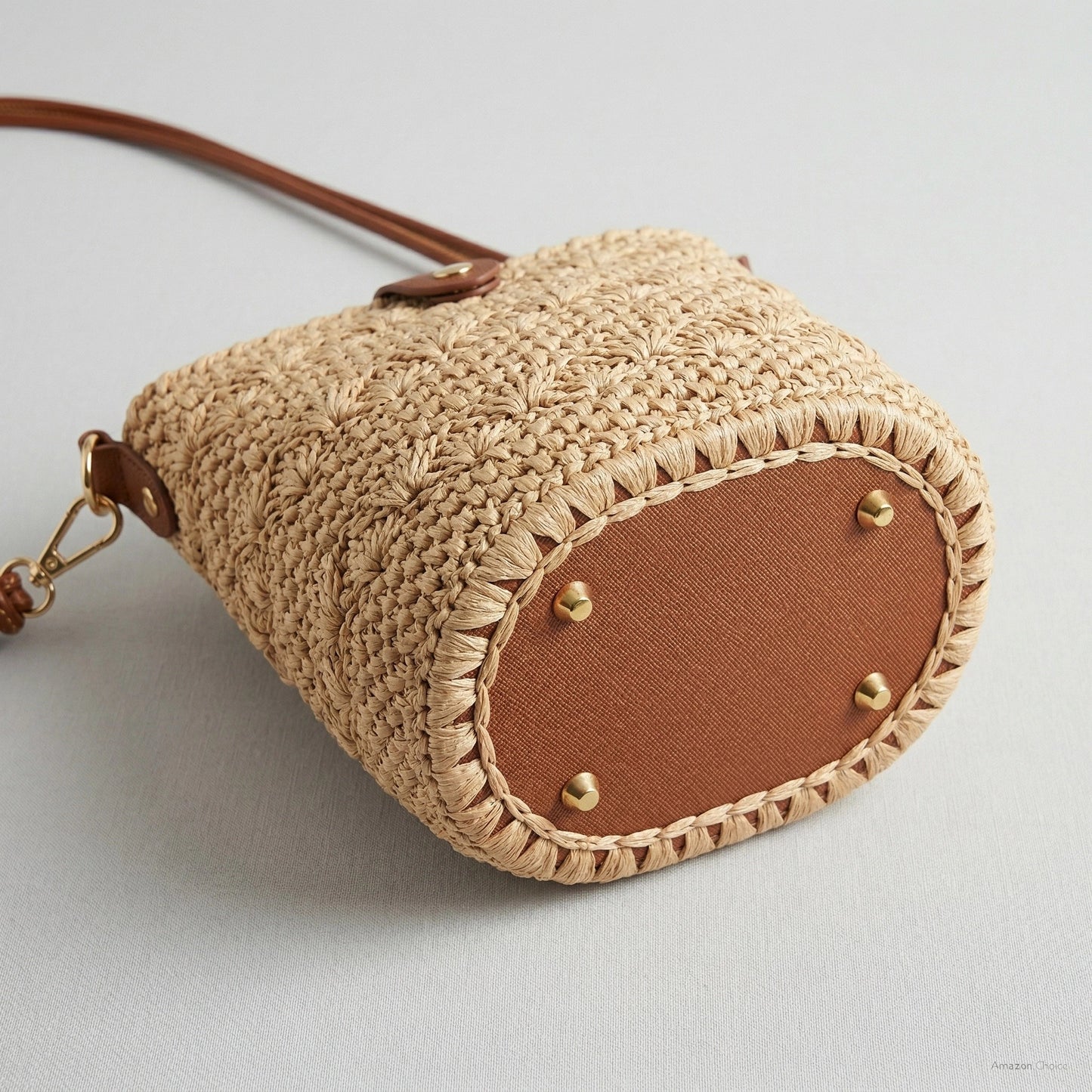 Raffia crochet crossbody bag handmade with summer yarn