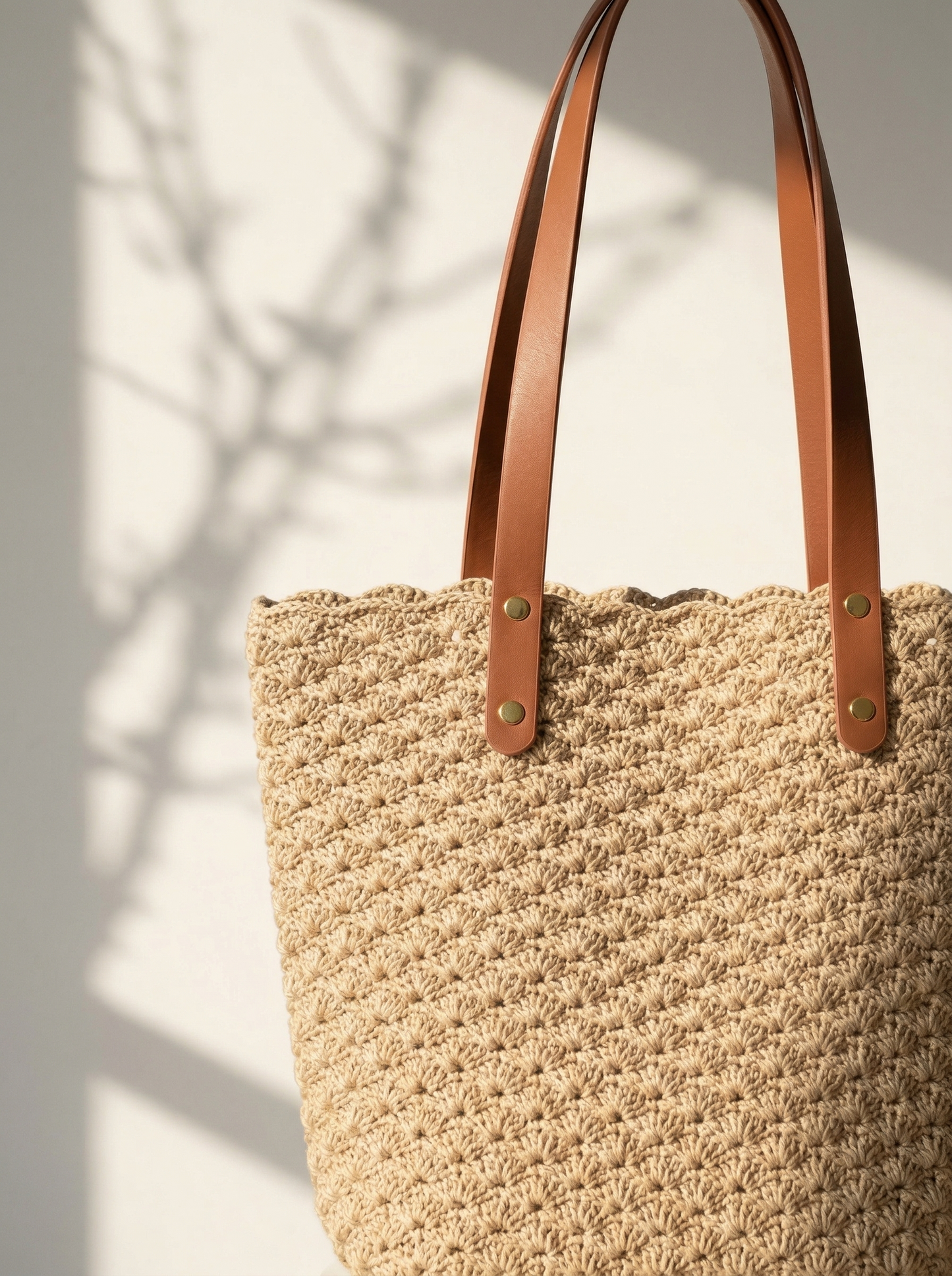 Handmade crocheted shell pattern tote bag, DIY kit, Crochet kit,DIY Purse Hand-Knitting Material Kit