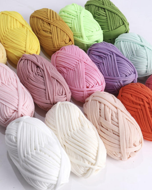 T-shirt yarn, yarn balls, DIY handmade crochet slippers and bags, crochet yarn
