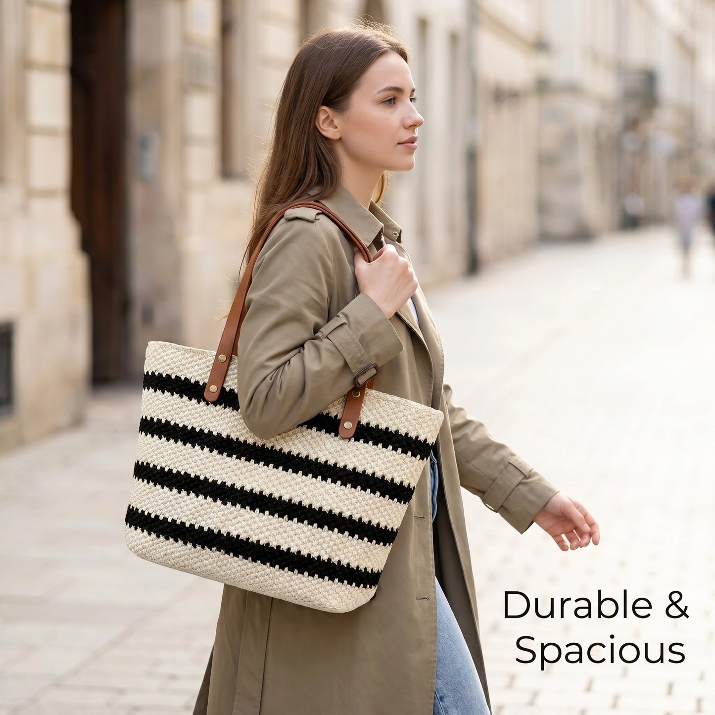 Handmade crocheted tote bag, DIY kit, Crochet kit,DIY Purse Hand-Knitting Material Kit Striped Crochet Tote Bag Kit for Beginners – Complete DIY Crochet Bag Kit with Yarn, Hook, Base & Video Tutorial