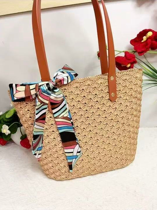 Handmade crocheted shell pattern tote bag, DIY kit, Crochet kit,DIY Purse Hand-Knitting Material Kit
