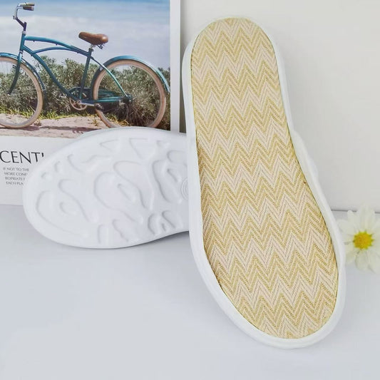 Fashionable crochet-patterned sandals/slippers with linen soles, handmade woven slipper soles DIY shoes sole - Water Resistant