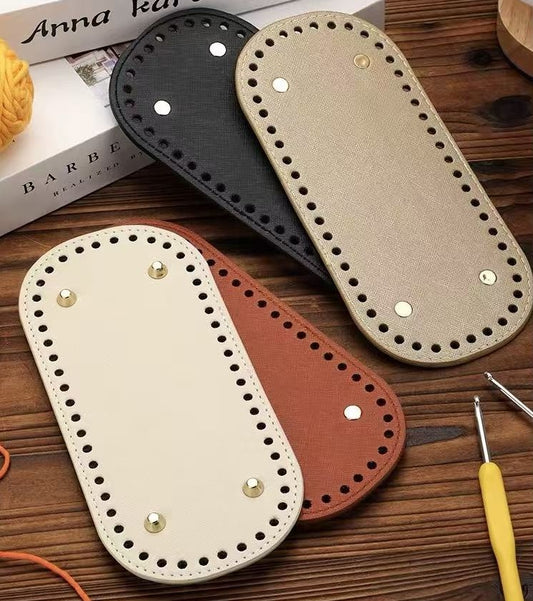 Premium PU Leather Crochet Bag Base with Pre-Punched Holes – Durable DIY Crochet Bag Bottom Insert for Handmade Tote Bags, Shoulder Bags & Basket Bags