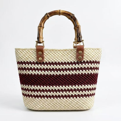 Easy DIY Bamboo Handle Crochet Bag Kit for Beginners | One-Stitch Complete Handbag Craft Pack with Mercerized Yarn, PU Leather Base & Free Video Guide