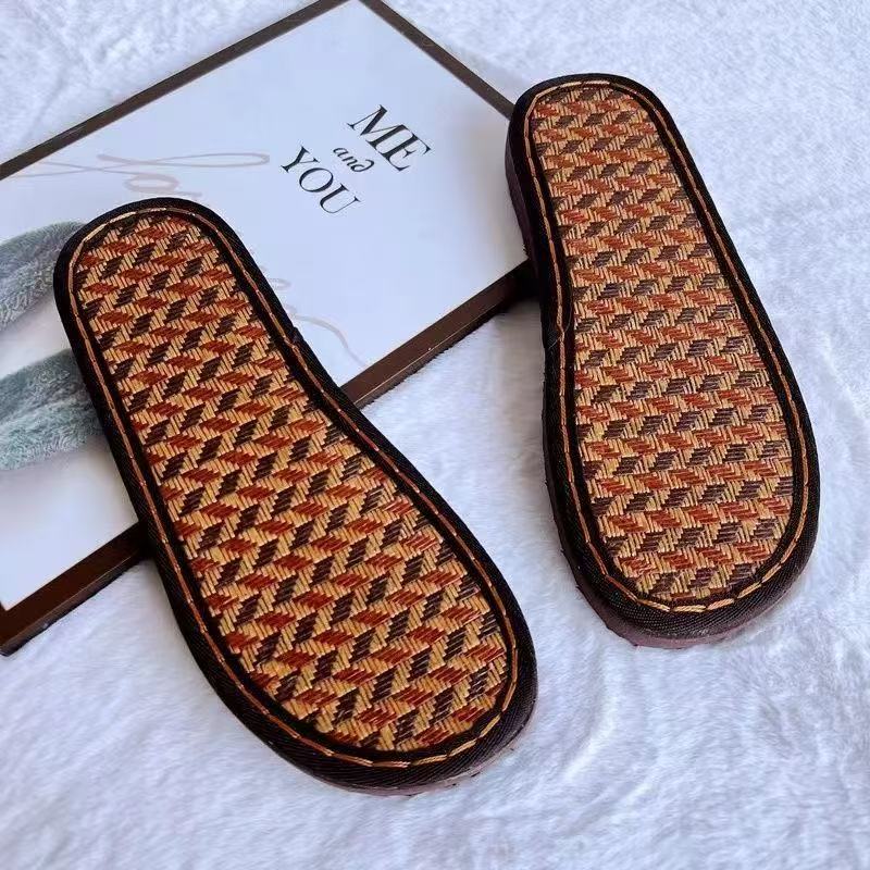 DIY Woven Rattan Slipper Soles for Crochet | 2.5cm Non-Slip PVC Platform Shoe Soles with Breathable Straw Insole for Handmade Sandals & House Shoes