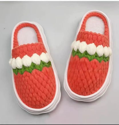 DIY Slippers Hand-Knitting Material Kit: Chunky Yarn, Crochet Hook, and Sole Material Package (with Crochet Tutorial Video)