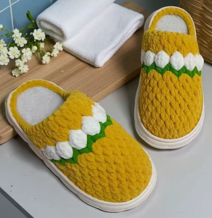 DIY Slippers Hand-Knitting Material Kit: Chunky Yarn, Crochet Hook, and Sole Material Package (with Crochet Tutorial Video)
