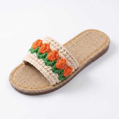 Crochet Slippers Kit for Beginners – DIY Handmade Slipper Kit with Yarn, Hook & Linen Soles | Step-by-Step Video Tutorial Included