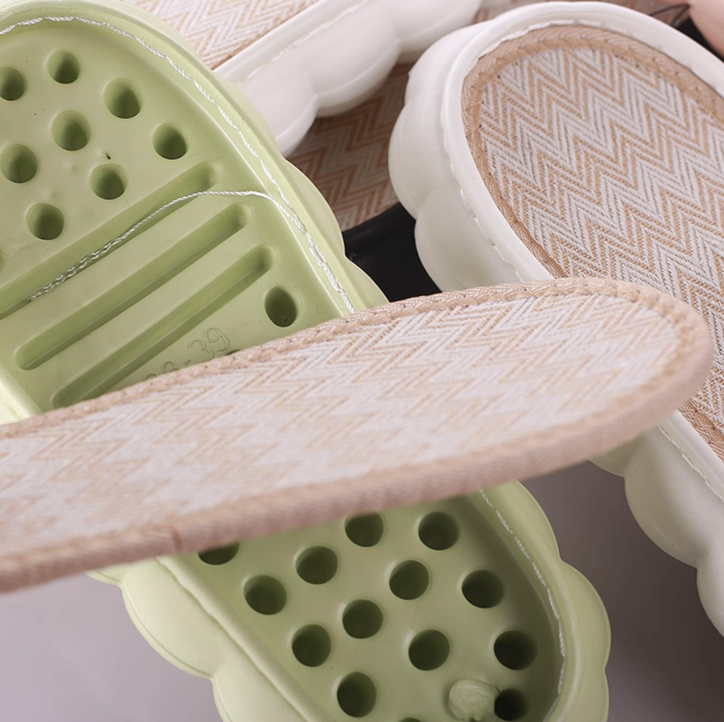 DIY Crochet Slippers with Linen Soles 