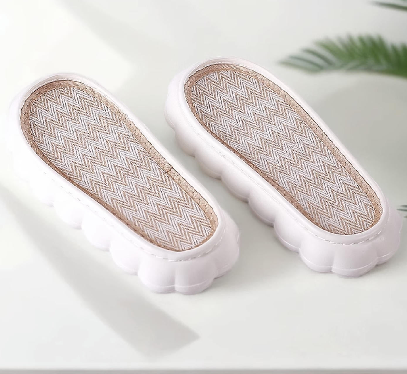 DIY Crochet Slippers with Linen Soles white 