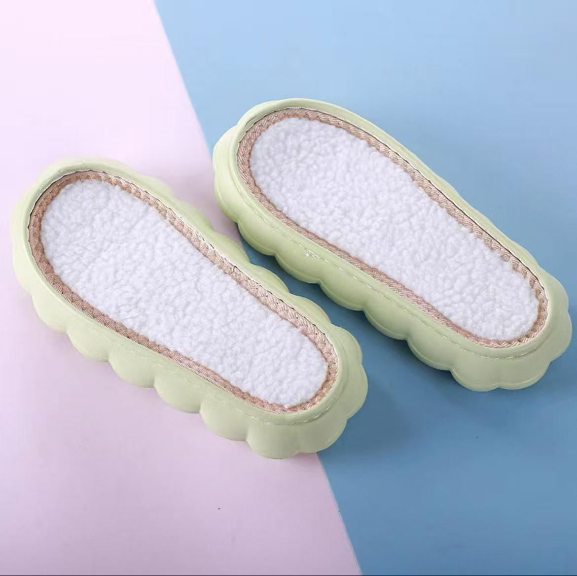 DIY Crochet Slippers with Suede Sole - Green 
