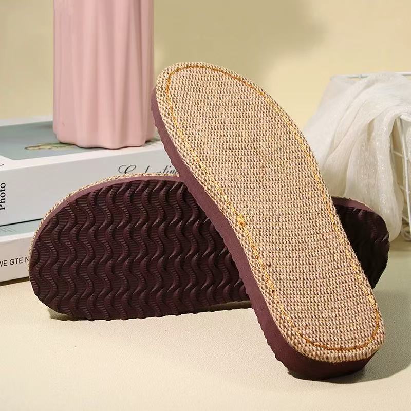 Crocheted linen slipper soles