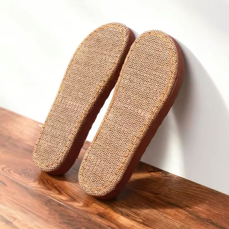 Crocheted linen slipper soles
