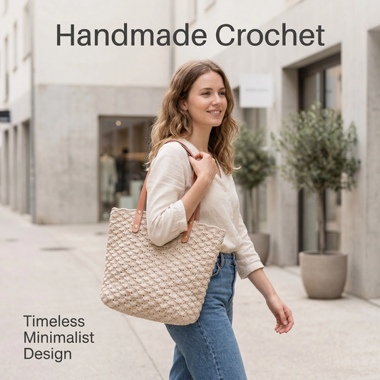 Handmade crocheted shell pattern tote bag, DIY kit, Crochet kit,DIY Purse Hand-Knitting Material Kit