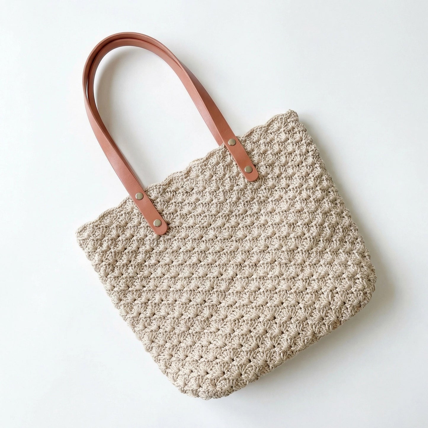 Handmade crocheted shell pattern tote bag, DIY kit, Crochet kit,DIY Purse Hand-Knitting Material Kit