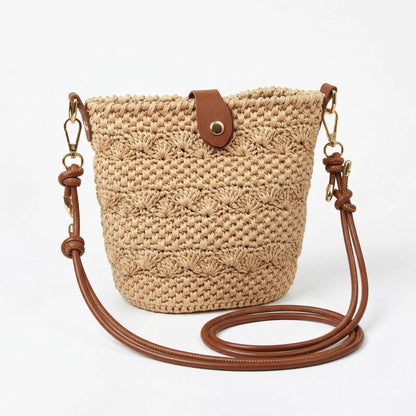 Raffia crochet crossbody bag handmade with summer yarn