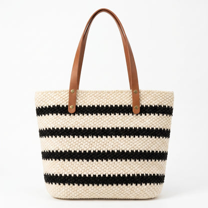 Handmade crocheted tote bag, DIY kit, Crochet kit,DIY Purse Hand-Knitting Material Kit Striped Crochet Tote Bag Kit for Beginners – Complete DIY Crochet Bag Kit with Yarn, Hook, Base & Video Tutorial
