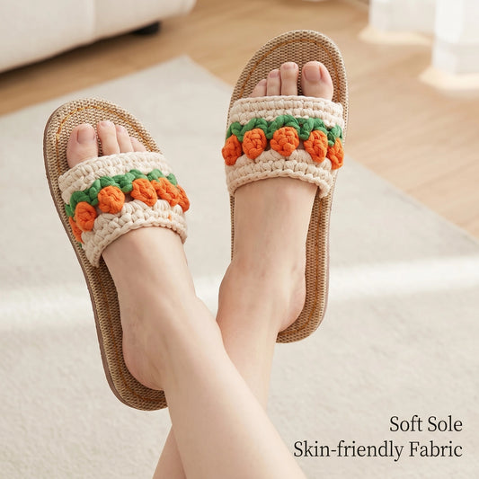 Crochet Slippers Kit for Beginners – DIY Handmade Slipper Kit with Yarn, Hook & Linen Soles | Step-by-Step Video Tutorial Included